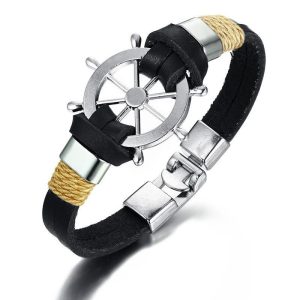 Bracelet Marin Gouvernail Alyzée, en cuir, vue d’ensemble