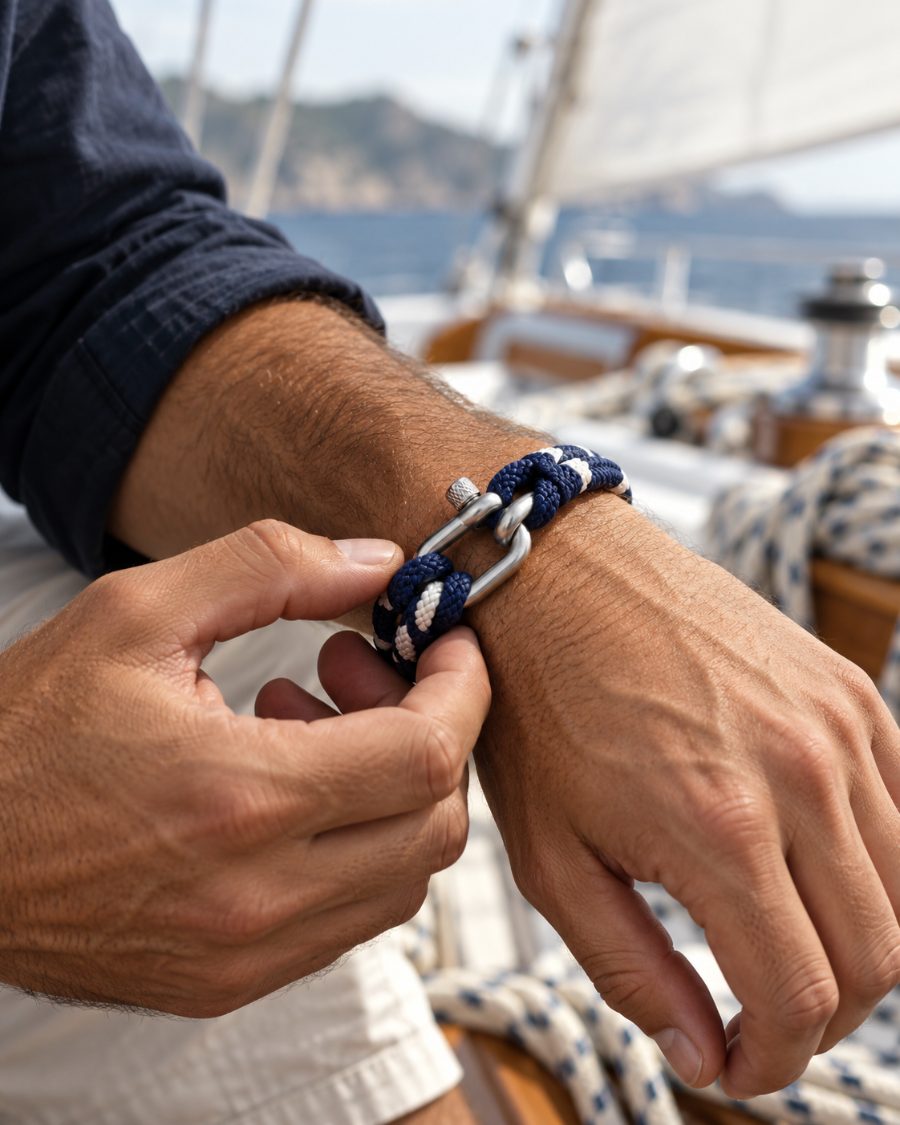 Ajustement d’un bracelet marin manille en paracorde